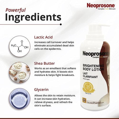 Neoprosone Brightening Body Lotion 400ml - For Dark Spots, Skin Brightening and Anti-Oxidant Properties, with Vitamin c and Alpha Arbutin Complex