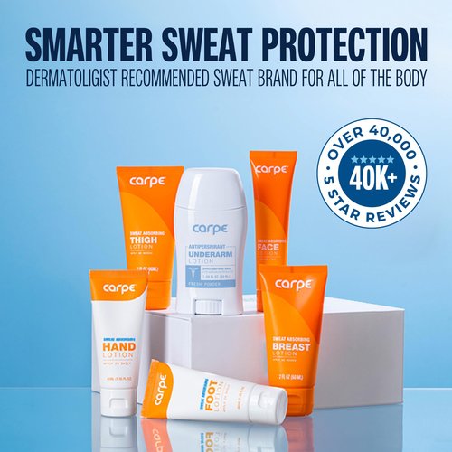 Carpe Sweat Absorbing Hand & Foot Lotion Bundle, Stop Sweaty Hands and Sweaty,Smelly Feet, Dermatologist Recommended