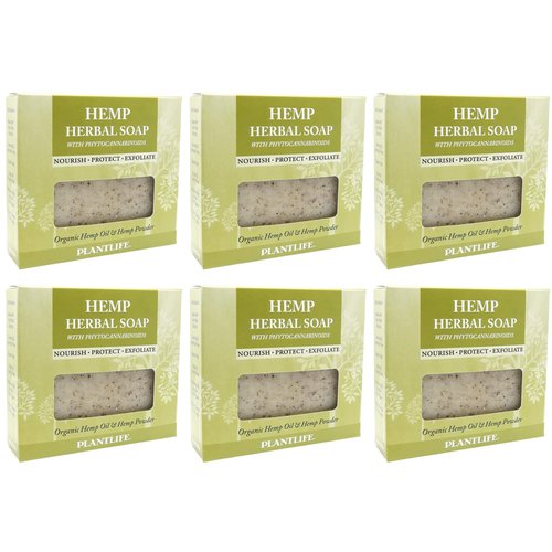 Plantlife Vegan Hemp 6-Pack Soap Bar - Moisturizing and Soothing Soap for Your Skin - Hand Crafted Using Plant-Based Ingredients - Made in California 4.5oz Bar