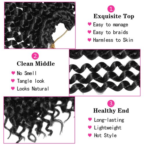 Ubeleco Passion Twist Hair 30 Inch 7 Packs Water Wave Crochet Hair for Black Women Long Bohemian Curly Braiding Hair Spring Twist Crochet Braids Hair Extensions (30inch,1B)