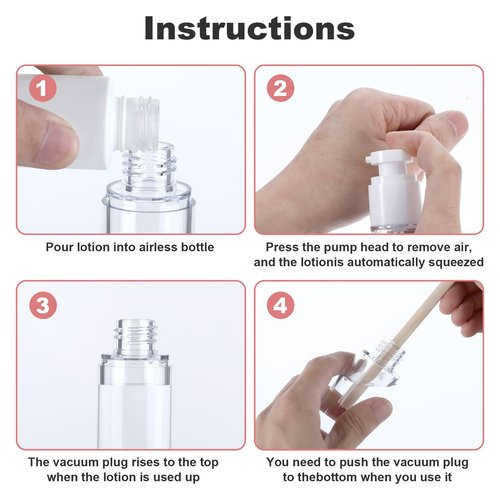 28 Pack Airless Pump Bottles 1.7 oz Travel Size Pump Bottle Lotion Container Refillable Cosmetic Pump Dispensers for Foundation Moisturizer Shampoo Toiletry