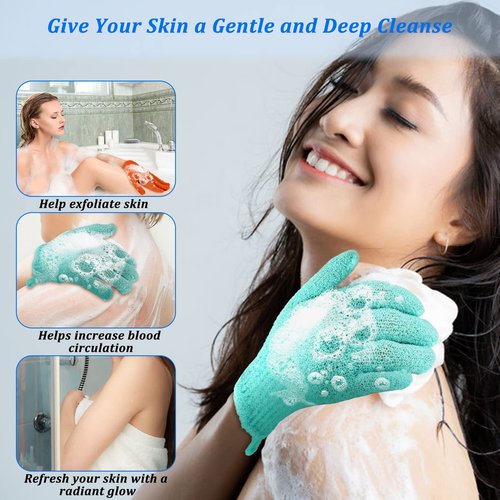 72 Pieces Exfoliating Glove Double Sided Shower Gloves with Hanging Loop Exfoliating Body Scrubber for Men Women Children Beauty Spa Massage Skin Shower Scrubber Bathing, 18 Colors