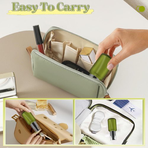 6 Pcs Frosted Green Glass Pump Bottle Empty Lotion Foundation Container Cosmetic Dispenser with Press Pump for Essence Lotion - 30ml/1oz