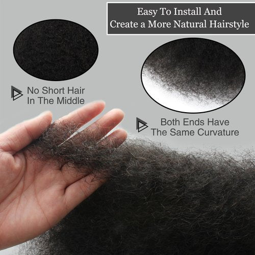 Haftaluv Afro Kinkys Bulk Human Hair 14 Inch 100g Nature Black Afro Kinky Curly Human Hair Bulk for Dreadlock Extensions, Micro Locs, Braiding Twists, Braids and Repair Locs(14 Inch, 1b#)