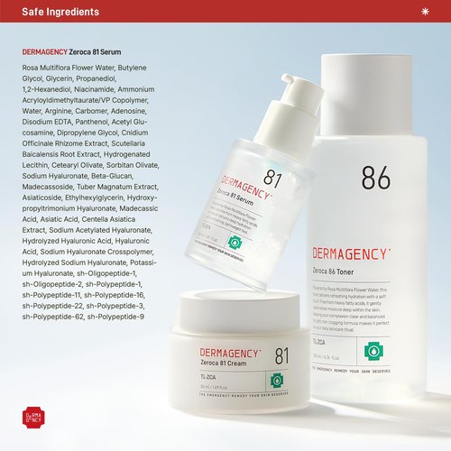 DERMAGENCY Zeroca 81 Korean Calming Serum for Acne-Prone & Oily Skin – Balances Oil-Water, Soothes Redness, Fades Post-Blemish Marks, Firms & Hydrates (1.01 fl.oz. 30 ml)