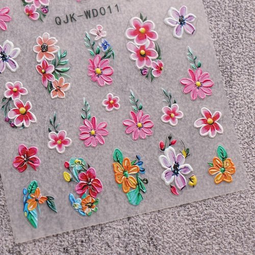 JMEOWIO 6 Sheets Flower Nail Art Stickers Decals Self-Adhesive Spring Summer Floral Nail Supplies Nail Art Design Decoration Accessories