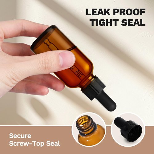 Bumobum 1 oz Dropper Bottle, Amber Glass Dropper Bottle with Glass Measured Dropper, Empty Eye Tincture Bottles with Funnel & Labels for Essential Oils Serums Tavel Liquids, 4 Pack
