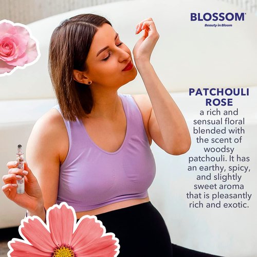 Blossom Roll on Rollerball Perfume Oil with Natural Ingredients, Essential Oils & Eau De Parfum Plant Based Perfume Spray, Infused with Real Flowers, 2 Pack Bundle, Patchouli Rose/Grandiflora