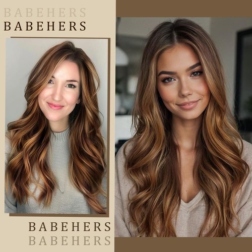 BABEHERS Honey Brown Lace Front Wig 13x4 Pre Plucked Body Wave Synthetic Lace Front Wig for Women Highlight Heat Resistant Hair 22 Inch Daily Use