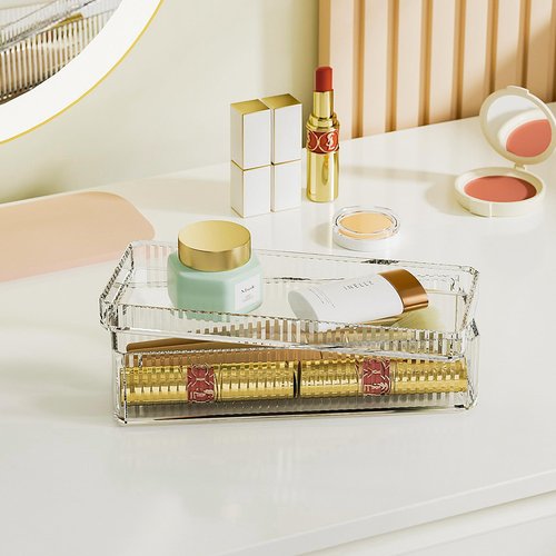 Acrylic Makeup Organizer, Organizer Tray, Vanity Cases, Nail Polish, Makeup, Perfume, Skincare Organizer Countertop, 2 Layers, Stackable