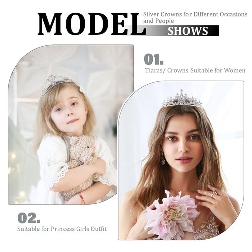 Tihebax 30 Pcs Tiaras Crowns Headbands for Women Girls Silver Princess Tiara Bulk Crown Tiaras Rapunzel Crown for Wedding Birthday Crystal Tiara for Prom, Bride, Pageant, Halloween