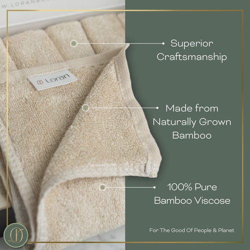 Loran Vanilla Facial Washcloths Set of 6 Soft Cloths 10” x 10” 100% Viscose Derived from Bamboo Spa-Like Feel Silky Face Cloth for Skin Cleansing