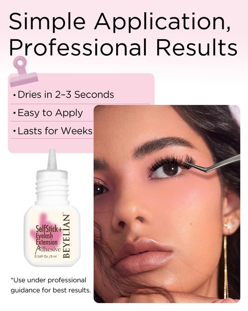 BEYELIAN Sensitive Lash Cluster Glue,Strong Hold Eyelash Extension Glue Long Lasting 3-4 Weeks Waterproof & No Irritation Hypoallergenic Formaldehyde-Free for Open Eyes DIY or Professional (5ML)