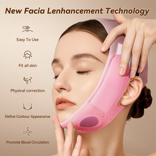 JUSRON V-Line Mask Chin Up Mask Face Strap, Soft Silicone Chin Strap V Shaped Face Mask, Jaw Exerciser 23-27 Inches