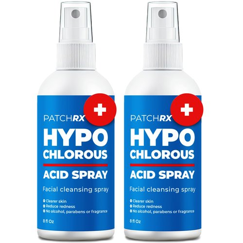 PatchRx Hypochlorous Acid Spray (8oz, 2 packs), HOCL Facial Cleanser Acne Spray for Face, Body, Eczema, Pimples, Breakouts & Overall Skin Recovery (Reduces Redness)