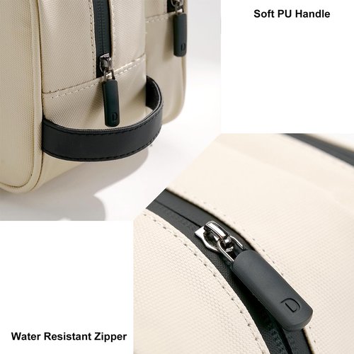 BAGWEN Toiletry Bag for Women, Water-resistant Travel Toiletry Bag, PU Leather Cosmetic Makeup Organizer, Travel Bag for Travel Size Toiletries, Beige