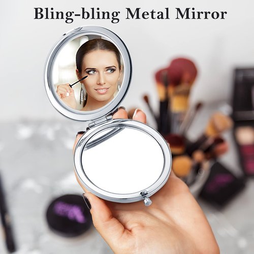 Yulejo 6 Pieces Compact Mirror Bulk Mini Pocket Mirror for Purse Makeup Small Portable Magnifying Cosmetic for Travel Pocket 2.75 Inch Round Folding Gift for Women Mom Bridesmaid Appreciation Wedding