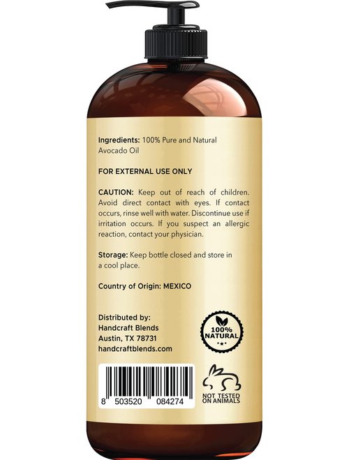 Handcraft Blends Grapeseed Oil Avocado Oil - 100% Pure and Natural - Premium Therapeutic Grade Carrier Oil for Aromatherapy, Massage, Moisturizing Skin and Hair - 16 fl. oz