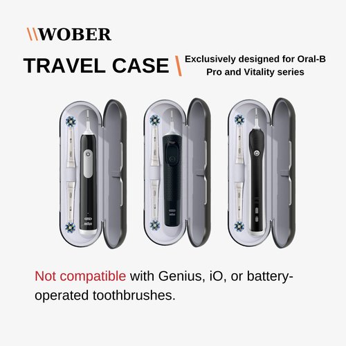 wober Oral-B Pro 1000 Plastic Travel Case, Compatible with Oral-B Pro 1000/1500/2000/3000/3500/Vitality Electric Toothbrush Only, Hard Protective Cover, Portable Toothbrush Holder (Black wihtout bag)