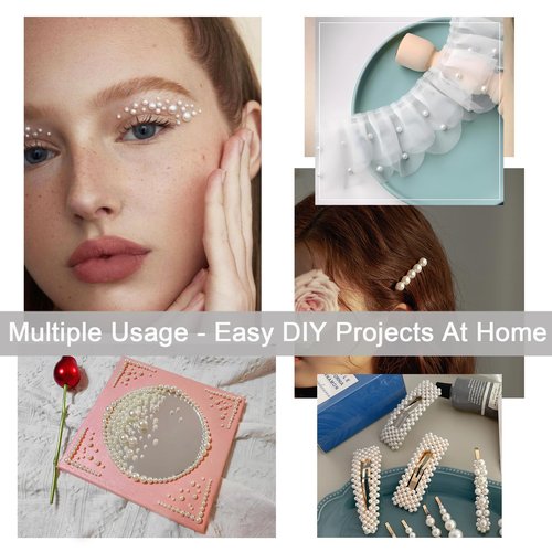 3D Nail Charms Flatback Pearls, Pearls for Crafts, Pearls with Rhinestones for Nail Art Women Girls Manicure Nails Supplies DIY Crafts Decorations