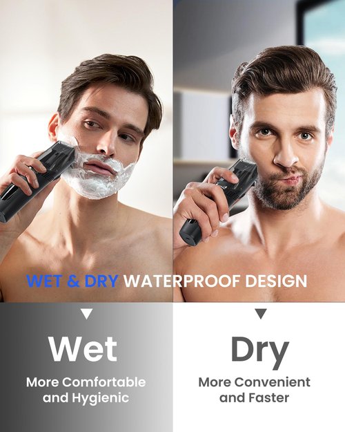 FERRISA Vacuum Beard Trimmer for Men, Rechargeable Mustache Trimmer for Men with Adjustable Length Comb, Cordless Electric Mens Beard Trimmer with Built-in Vacuum for Mustache, Sideburns