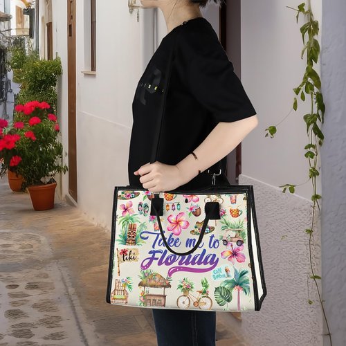 WZMPA Florida State Travel Cosmetic Bag - Souvenirs Gift Take Me To Florida Zipper Pouch Travel Bag Vacation Merchandise