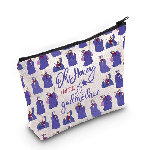 LEVLO Fairy Godmother Cosmetic Make Up Bag Gift For Fairy Fans Oh Honey I’m That Godmother Make Up Zipper Pouch Bag (Godmother Full)