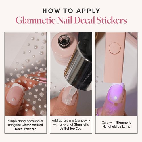 Glamnetic Nail Stickers for Nail Art - Pearlfect | 3D Pearl Adhesive Nail Decals, Customizable | 120 Gems Per Sticker Sheet, 4 Sizes