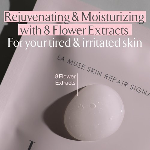 LA MUSE Biocellulose Signature Face Mask(5ea) | Deep Hydrating, Tightening & Firming Care for Skin Repair | Rejuvenating & Moisturizing | Cooling & Soothing Sensitive Skin | Face Mask Korean Skin Care