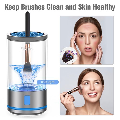 Makeup Brush Cleaner Machine, 2 in 1 Makeup Brush Cleanser & Washer, 7000 RPM High-Speed Deep Cleaning, Portable Automatic Cosmetic Brush Cleaner for All Makeup Brush and Sponge, Blue