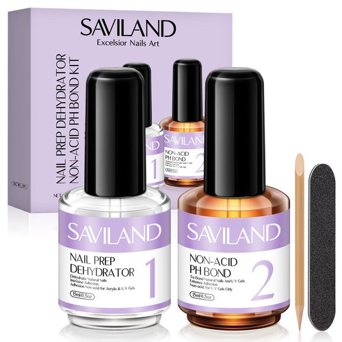 Saviland Monomer Acrylic Nail Liquid 8.11fl.oz & SAVILAND Nail Dehydrator and Primer