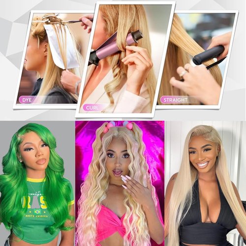 613 Frontal Body Wave 13x4 Transparent HD Lace Closure 100% Brazilian Ear To Ear Blonde Human Hair Frontal Free Part Pre Plucked with Baby Hair Bleached Knots 14 Inch