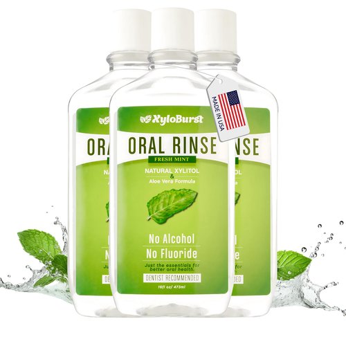 Xyloburst Oral Rinse Natural Mouthwash - Xylitol Mouthwash | Fluoride Free Mouth Wash | Alcohol Free Mouth Wash | Fresh Mint Mouth Rinse | SLS Free | 3-Pack