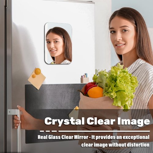 Tooackl Magnetic Locker Mirror 5.5''x7'' Small Real Glass Makeup Mirror with Magnetic Backing Cute Locker Decorations for Office Cabinet Lockers Accessories