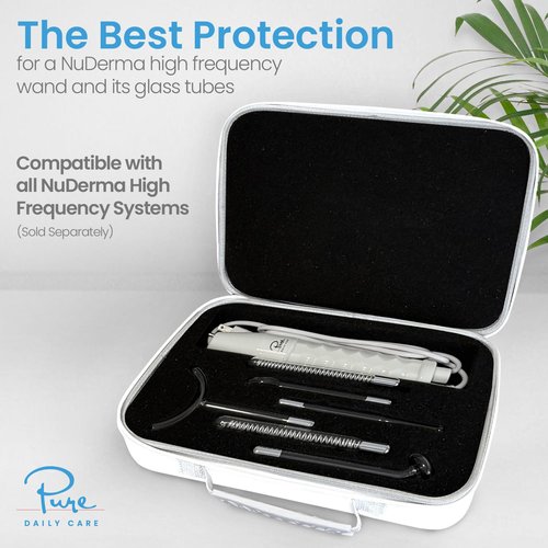 NuDerma Official Carrying Case for High Frequency Wand - Holds All Attachments - Portable for Travel - Compatible with All Nuderma Models - Padded Storage and Travel Case