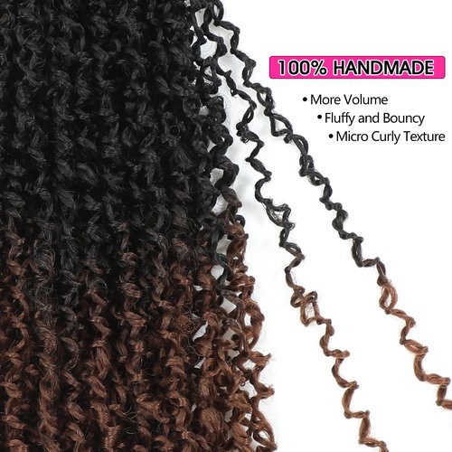 NAYOO 14 Inch Yanky Twist Crochet Hair - 8 Packs (30 Stands/Pack) Mini Passion Twist with Curly Ends Synthetic Pre-Looped Crochet Braids Braiding Hair (14 Inch, T30)