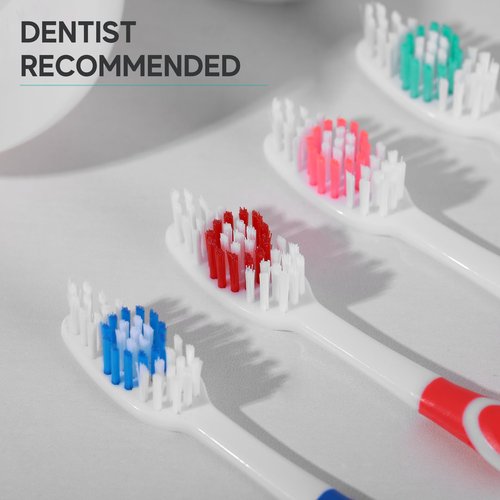 120 Pack Bulk Toothbrushes w/Cover Caps, Individually Wrapped Disposable Travel Toothbrush, Value Size, Long Lasting 3+ Months, Med-Soft Manual Teeth Brush Bristles, 4 Colors (Red Green Blue Pink)