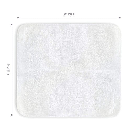 FabbPro Oshibori Moist Terry Cotton Refreshment Towels (25 Pack, 8 x 8 Inches) - White Pre-moistened Towels to Use Hot or Cold (Unscented)