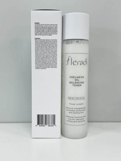 Fleradi Edelweiss Oil Balancing Toner: Revitalize with 20% Edelweiss Extract - Dual Layer Hydration & PH Balance, Rich in 11 Flower Extracts, 5.07 fl oz - Ideal for All Skin Types