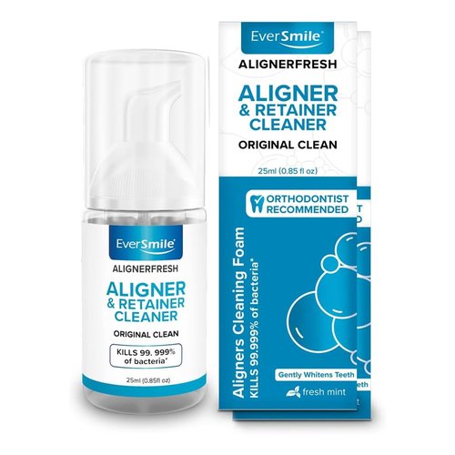 EverSmile AlignerFresh Original Clean Foam – Cleaner Compatible w/Invisalign and All Clear Aligners & Retainers – Eliminates Bacteria, Whitens Teeth, Fights Bad Breath – 25ml (2 Pack)