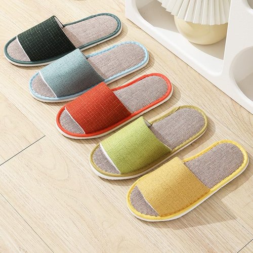 CYlovinho 5-6 Pairs Spa Slippers, Non Slip Disposable Open Toe Slippers for Guest, Washable Reusable Linen slippers for Women Men, House, Indoor, Bathroom, Bedroom, Hotel, Medium-Large