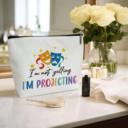 Drama Theater Gift for Teen Girls Makeup Bags For Women, 1 Pack Comedy Tragedy Mask Cosmetic Travel Toiletry Bag, Musical Theater Broadway Gift for Actor Actress Birthday Gift for Bestie Sister - L689