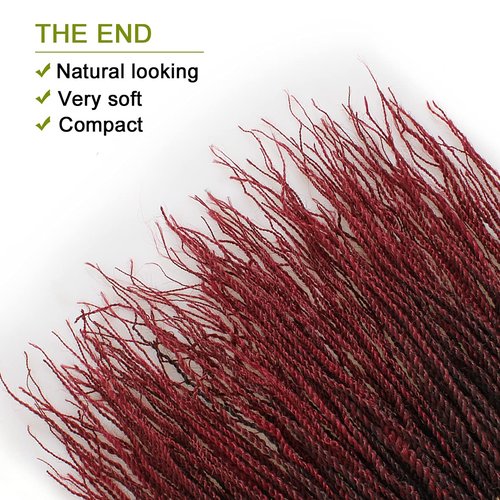 ZRQ 8 Packs 34 Inch Senegalese Twist Crochet Hair Red Small Crochet Twist Braids Burgundy Micro Synthetic Crotchet Braiding Hair For Black Women 40strands/pack(34"8packs,Tbug#)