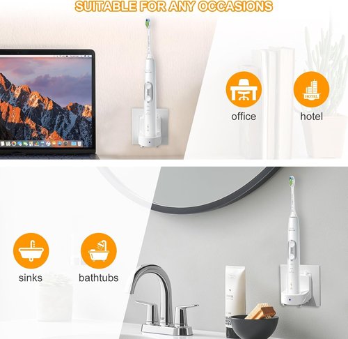 Teeteck Wall Philips Sonicare Toothbrush Charger Sonicare HX3000/ HX6000/ HX8000/ HX9000 Series Portable Wall Charger for Philips Sonicare Electric Toothbrush - Ideal for Home & Travel, White