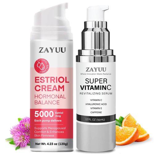 Radiance & Balance Skincare Duo for Mature Skin: Vitamin C Face Serum + Botanical Estriol Cream – Hydrating, Firming & Age-Defying Skincare Set for Women