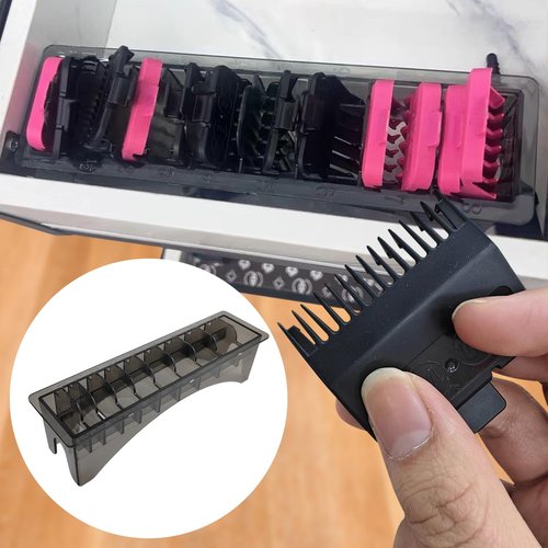 Clipper Guard Holder Organizer,Clipper Comb Holder Case,Grid Base Box For Universal Hair Clippers Limit Comb,Storage for Clipper Guards,Fit Well and Easy to Store Away When Done Using (Grey, L)