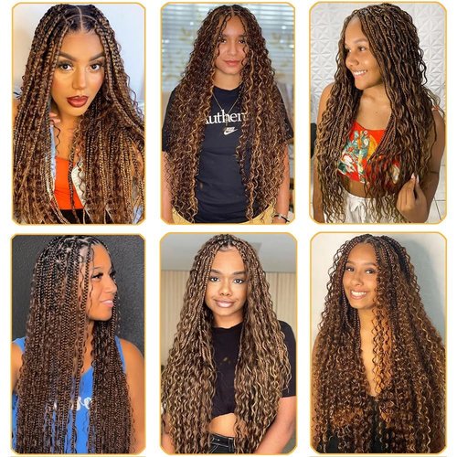 Human Braiding Hair for Boho Knotless Braids Bulk Curly Bundles Human Hair for Micro Braiding Wet and Wavy Water Wave No Weft Human Hair Extension for Box Boho Braids with 4/27# 18inch
