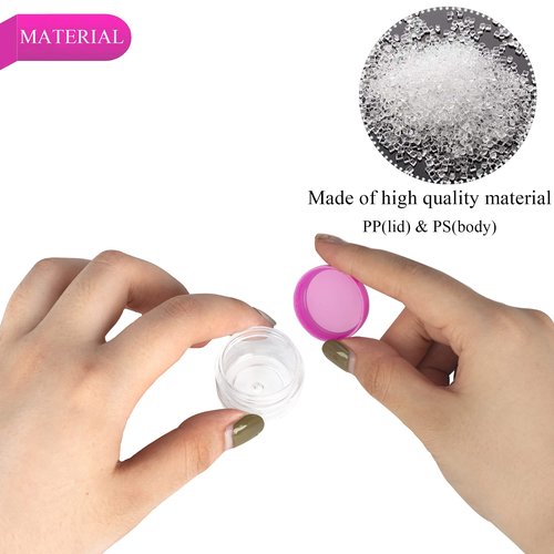 200PCS 5 Gram Sample Containers, 5ml Empty Jars with Lids, Small Cosmetic Containers, Mini Sample Jars with 16PCS Mini Spatulas for Make Up, Oils, Lotion, Powder, Paint, Jewelry, Lip Balms(Pink Lid)