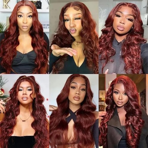 #33 Copper Red Bundles Human Hair Body Wave 3 Bundles 16 18 20 Inch Unprocessed Brazilian Virgin Remy Reddish Brown Body Wave Bundle Human Hair Extensions