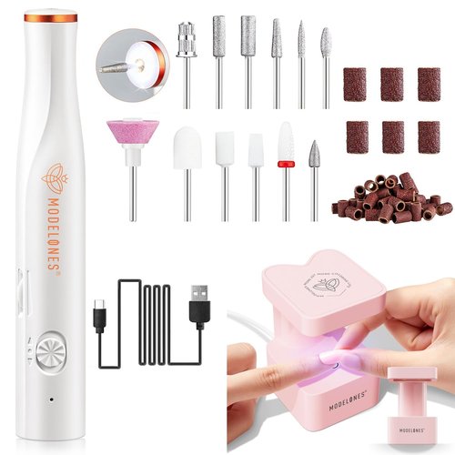 modelones Pink Mini UV Light with Cordless Nail Drill for Nails, UV Nail Lamp, Nail Light with 2 Timers for Fast Nail Extension, LED Nail Lamp, Portable USB Nail Dryer for Travel